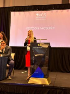 Dr Jennifer Murdock giving a presentation on Festoons faceoff