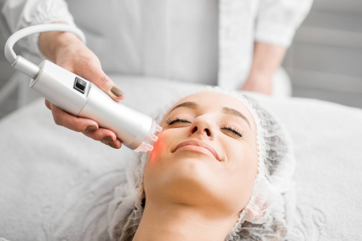 Patient receiving laser resurfacing treatment.