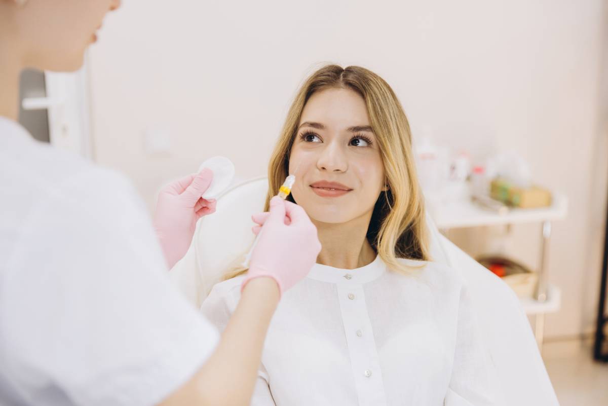 Patient receiving cosmetic procedure.